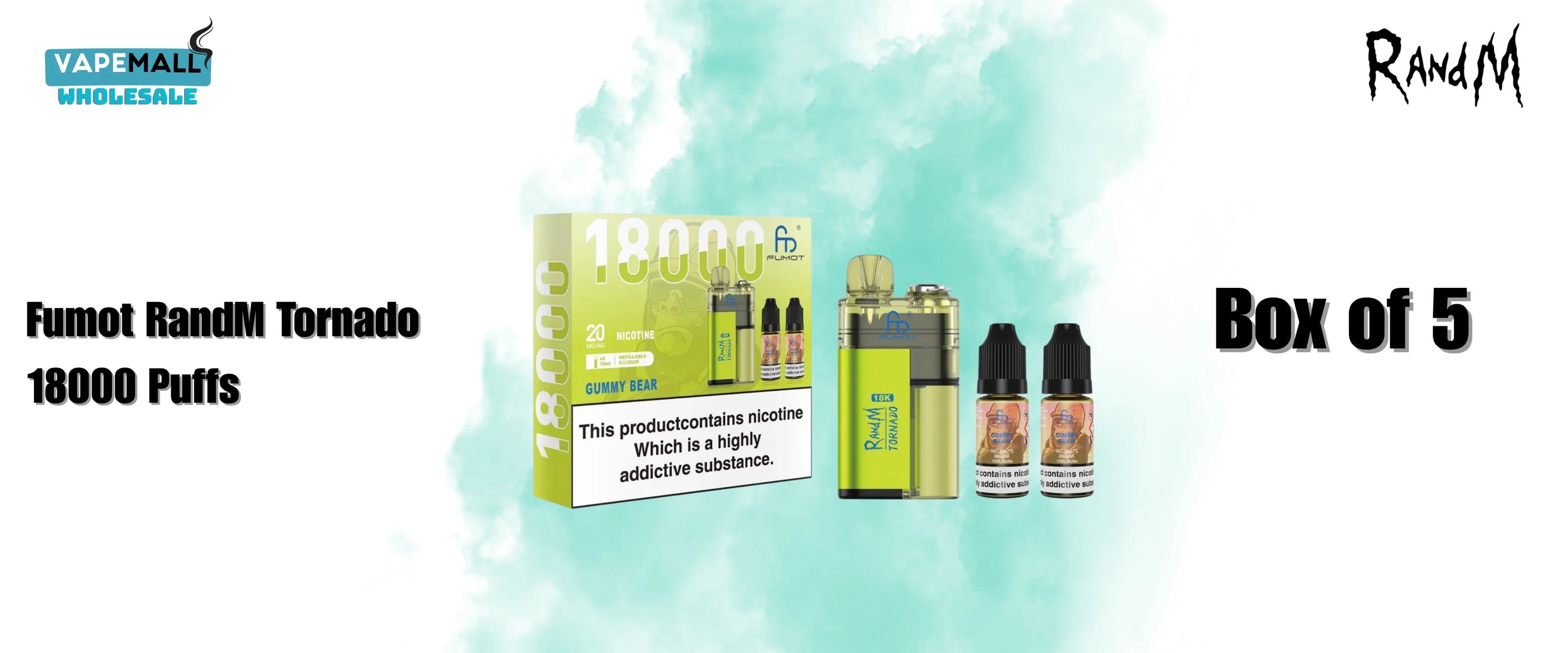 Fumot RandM Tornado 18K prefilled vape Box of 5, 22.50 Fumot RandM Tornado 18K prefilled vape Box of 5, 22.50