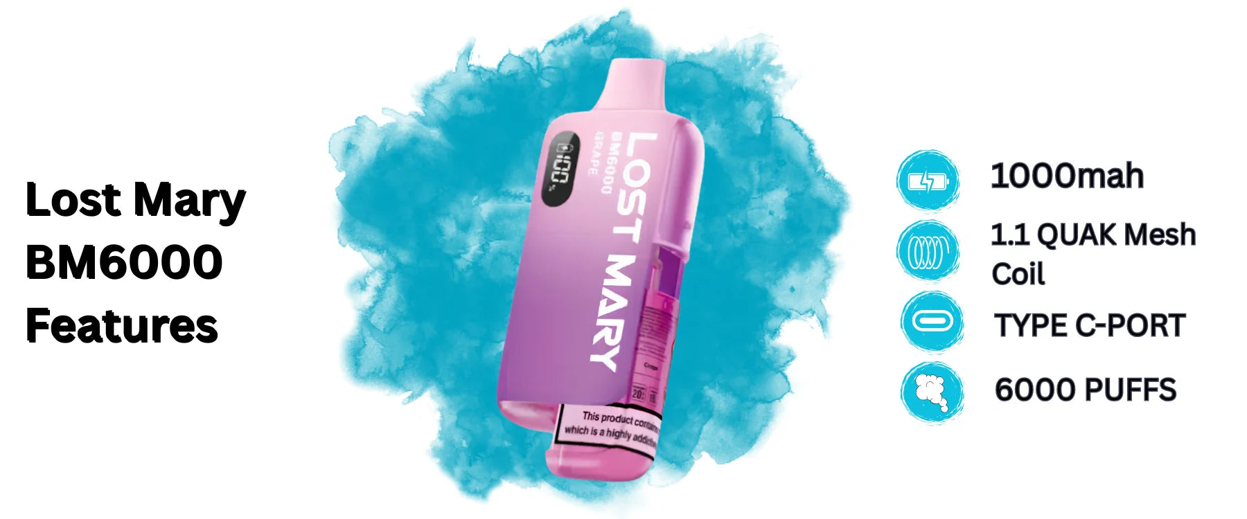 Lost Mary BM6000 Puffs Box of 5 FEATURES