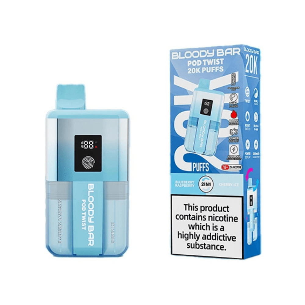 Bloody Bar Pod Twist 20K Prefilled Pod Kit Box of 5 in Blueberry Raspberry at UK Vaper Wholesale