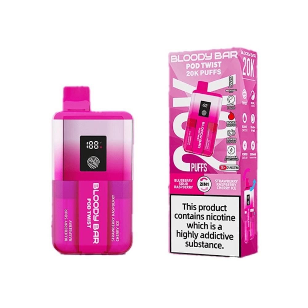Bloody Bar Pod Twist 20K Prefilled Pod Kit Box of 5 in Blueberry Sour Raspberry at UK Vaper Wholesale