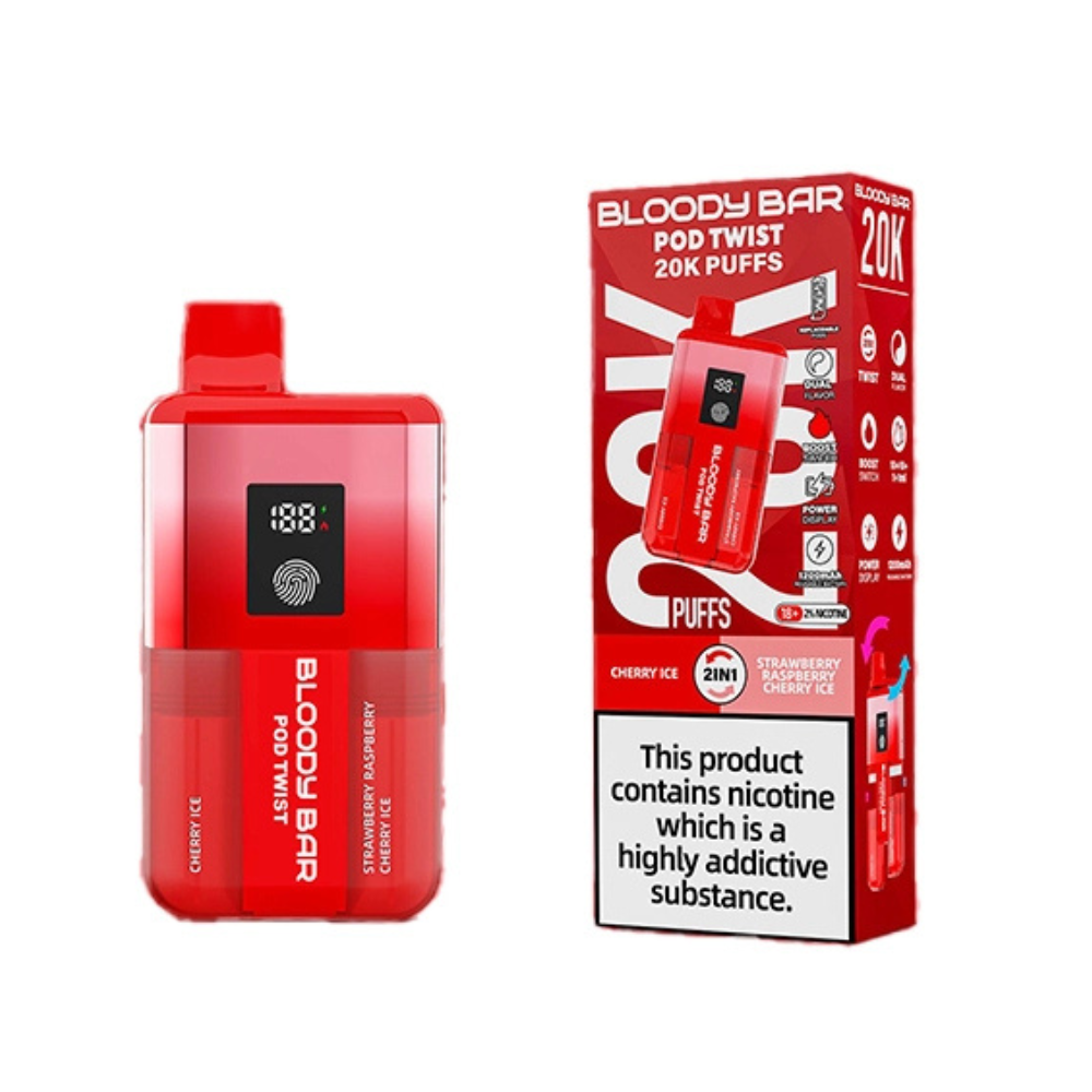 Bloody Bar Pod Twist 20K Prefilled Pod Kit Box of 5 in Cherry Ice at UK Vaper Wholesale