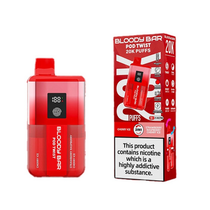 Bloody Bar Pod Twist 20K Prefilled Pod Kit Box of 5 in Cherry Ice at UK Vaper Wholesale