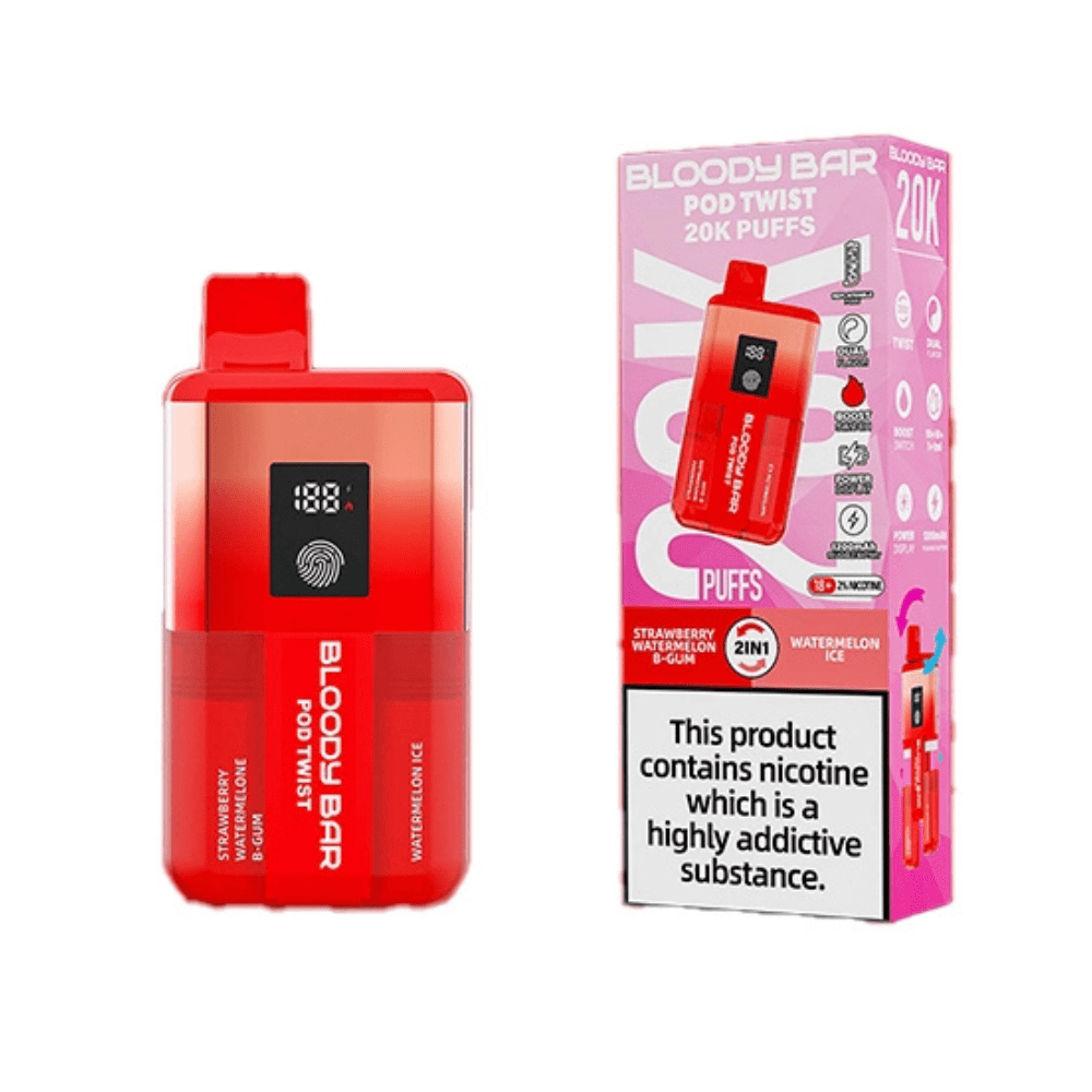 Bloody Bar Pod Twist 20K Prefilled Pod Kit Box of 5 in Strawberry Watemelon B-Gum at UK Vaper Wholesale