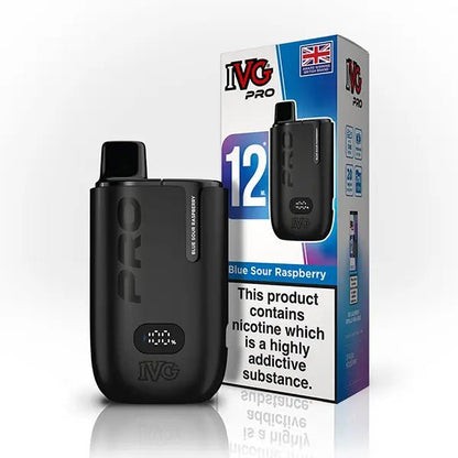 IVG Pro 12 10000 Prefilled Pod Kit - Box of 5 in Blue Sour Raspberry Flavour available at UK Vaper Wholesale