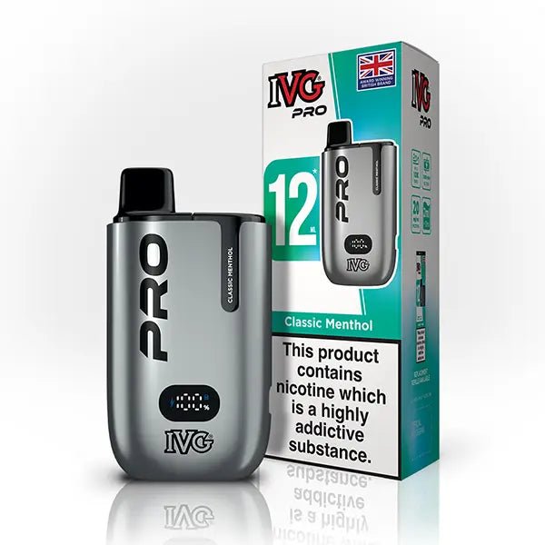 IVG Pro 12 10000 Prefilled Pod Kit - Box of 5 in Classic Menthol Flavour available at UK Vaper Wholesale