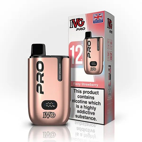 IVG Pro 12 10000 Prefilled Pod Kit - Box of 5 in Fizzy Strawberry Flavour available at UK Vaper Wholesale