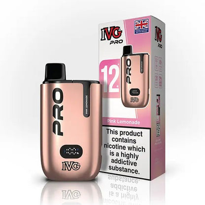 IVG Pro 12 10000 Prefilled Pod Kit - Box of 5 in Pink Lemonade Flavour available at UK Vaper Wholesale