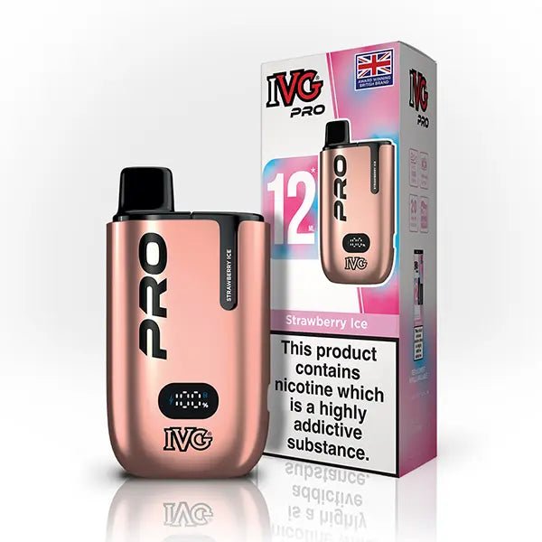 IVG Pro 12 10000 Prefilled Pod Kit - Box of 5 in Strawberry Ice Flavour available at UK Vaper Wholesale
