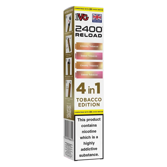 IVG 2400 Reload 4in1 Tobacco Edition Prefilled Pods Box of 5